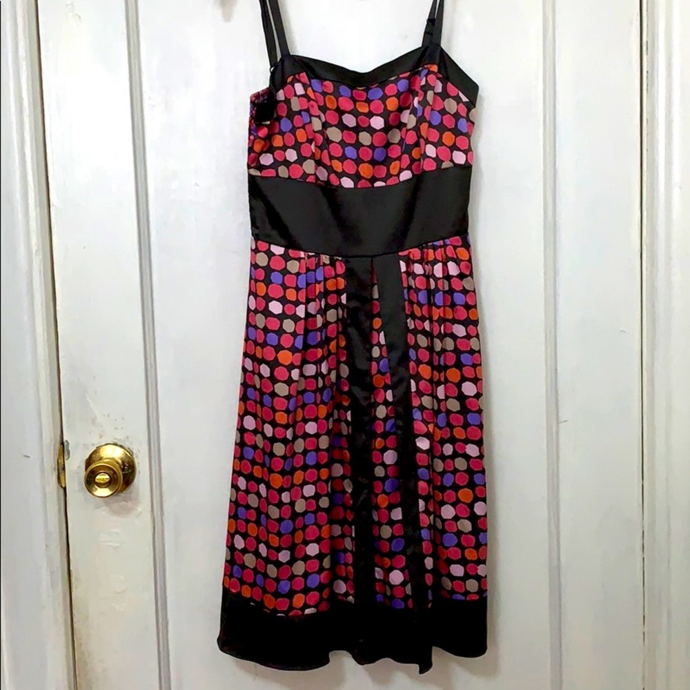 Satin midi polka dot dress